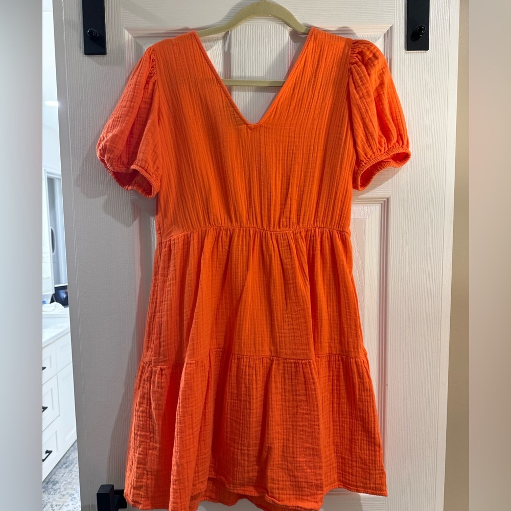 GAP Crinkle Gauze Puff Sleeve Tiered Mini Dreas